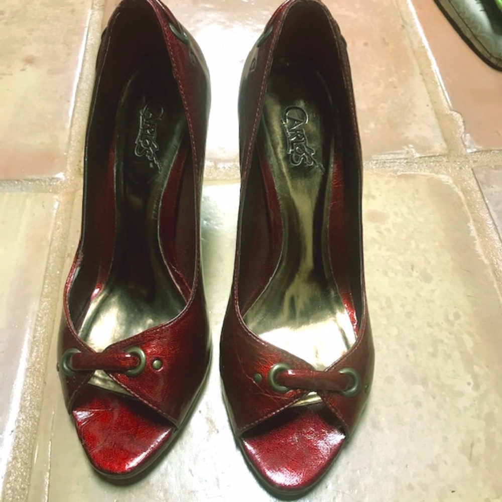 Carlos Santana Red Pleather High Heels